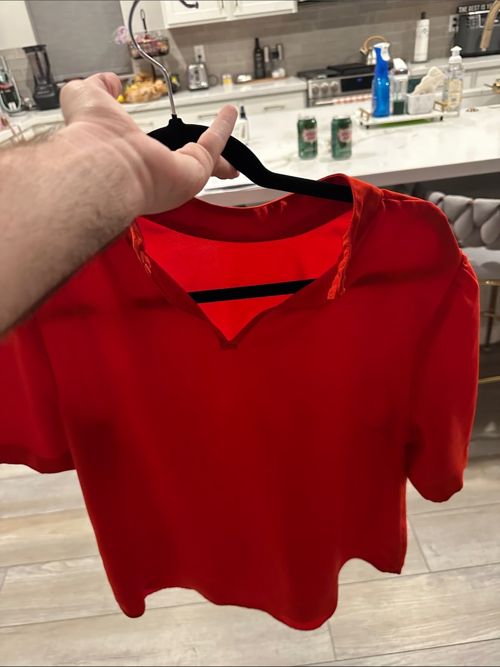 Ann Taylor Red Short-Sleeve V-Neck Tee